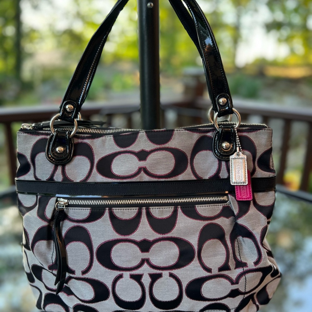 Coach Black and Pink Signature Tote Bag